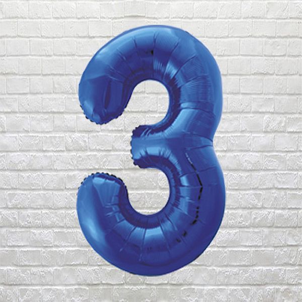 blue birthday number 3