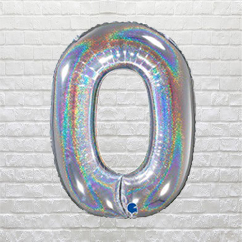 Silver Glitter Birthday Number 0