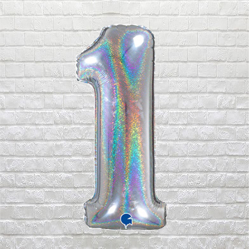 Silver Glitter Birthday Number 1