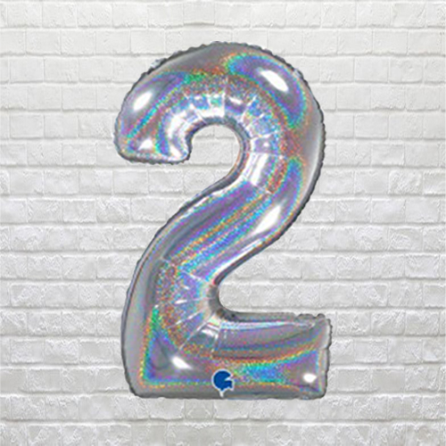 Silver Glitter Birthday Number 2