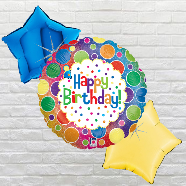 Rainbow Dots Birthday Balloon Bouquet