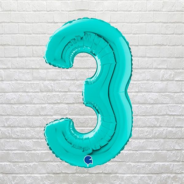 teal birthday number 3