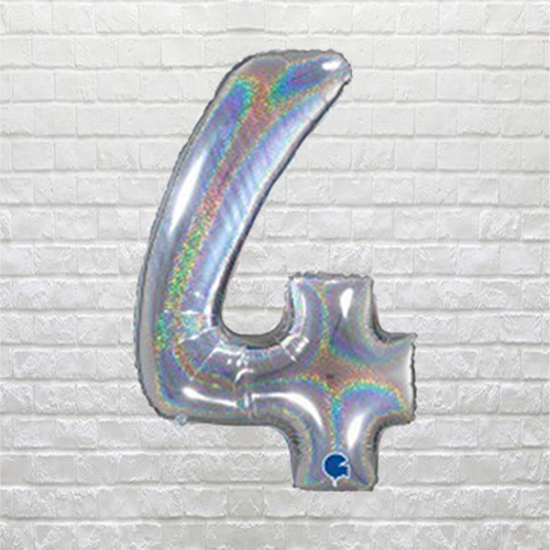 Silver Glitter Birthday Number 4