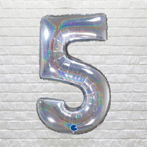 Silver Glitter Birthday Number 5