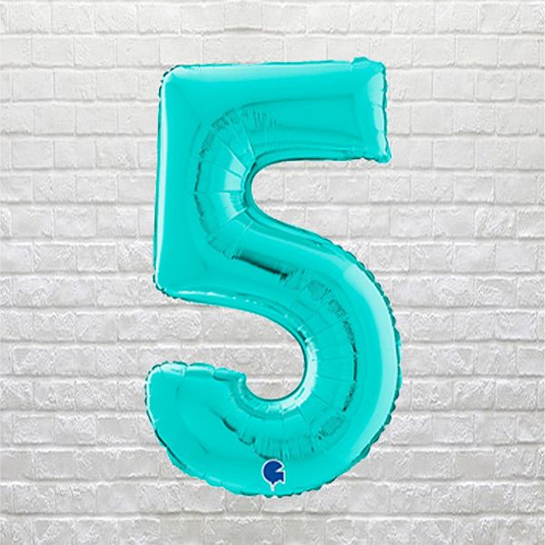 teal birthday number 5