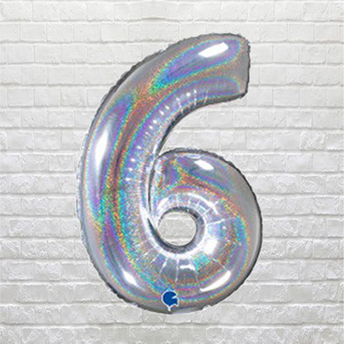 Silver Glitter Birthday Number 6