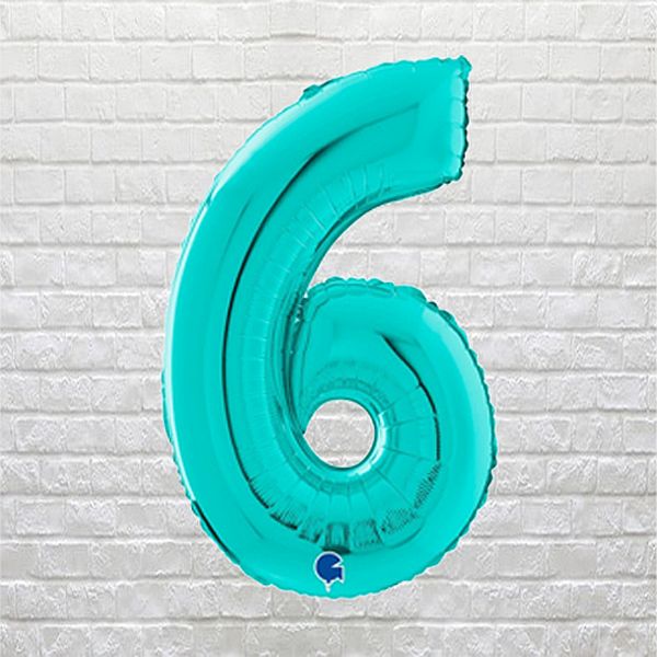 teal birthday number 6