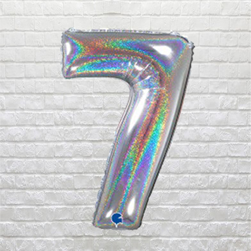 Silver Glitter Birthday Number 7
