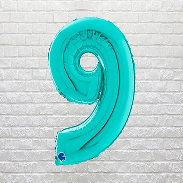 teal birthday number 9