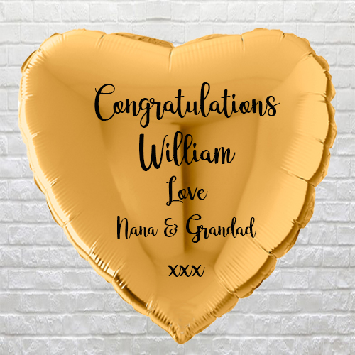 Gold Gold Heart Personalised Communion Balloon