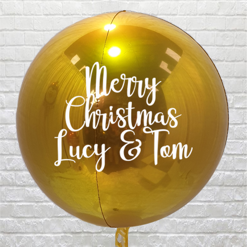 personalised gold orbz balloon