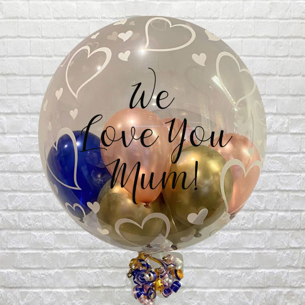 Personalised White Heart Mini Bubble Balloon