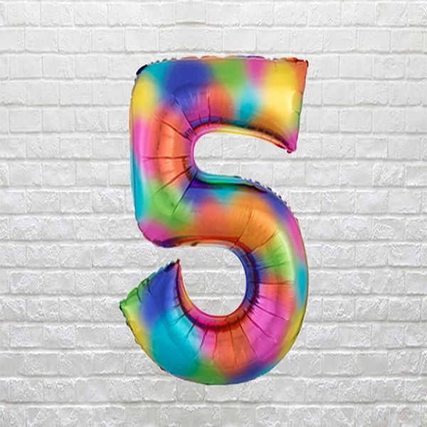 Rainbow Birthday Number 5