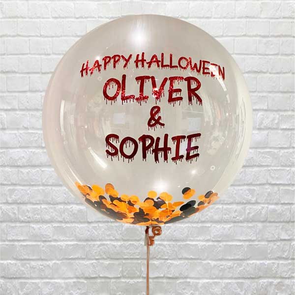 Personalised Halloween Black and Orange Confetti Bubble