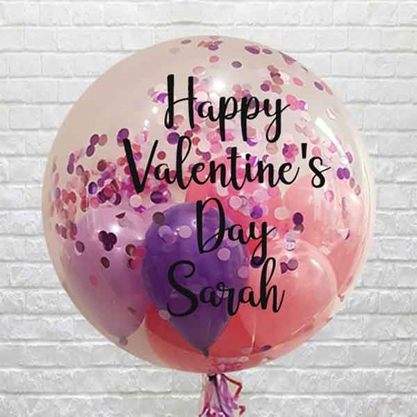 Personalised Pink Confetti and Mini Balloons Bubble