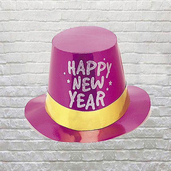 New Years Pink Glitter Top Hat