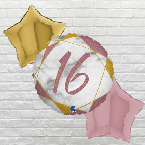 Age 16 Happy Birthday Rose Gold Marble Bouquet
