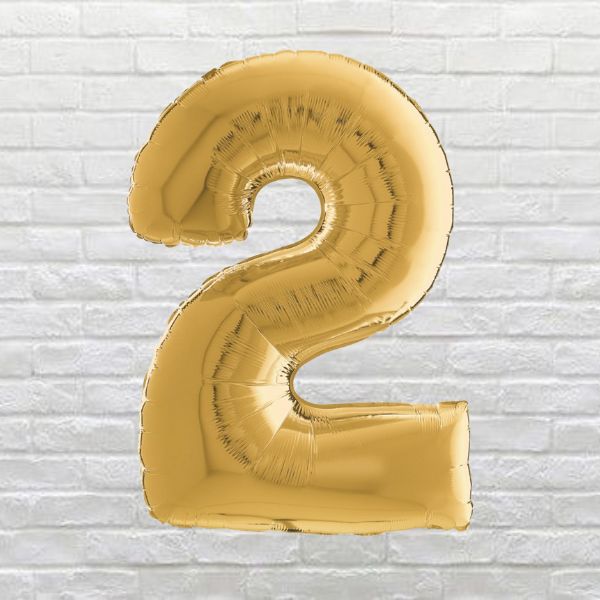 gold birthday numbers 2