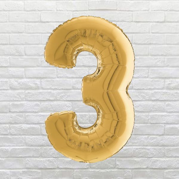 gold balloon numbers 3