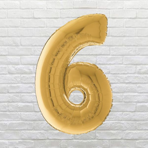gold birthday number 6