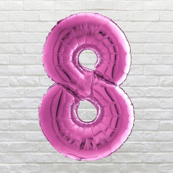 pink birthday number 8