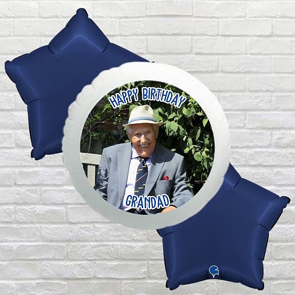 Dark Blue Star Happy Birthday Grandad Photo Bouquet