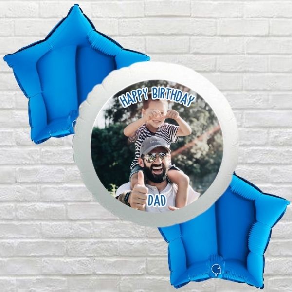 Blue Star Happy Birthday Dad Photo Bouquet
