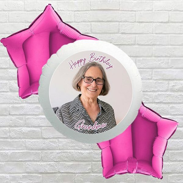 Magenta Star Happy Birthday Grandma Photo Bouquet