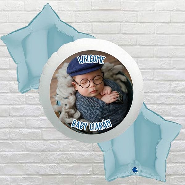New Baby Pale Blue Star Photo Bouquet