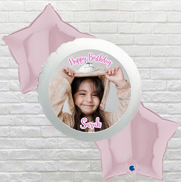 Pale Pink Star Happy Birthday Girl Photo Bouquet