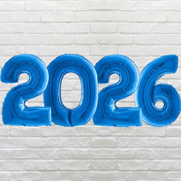Blue 2026 Inflated Number Package