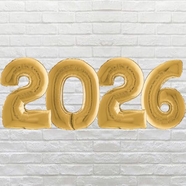 Gold 2026 Inflated Number Package