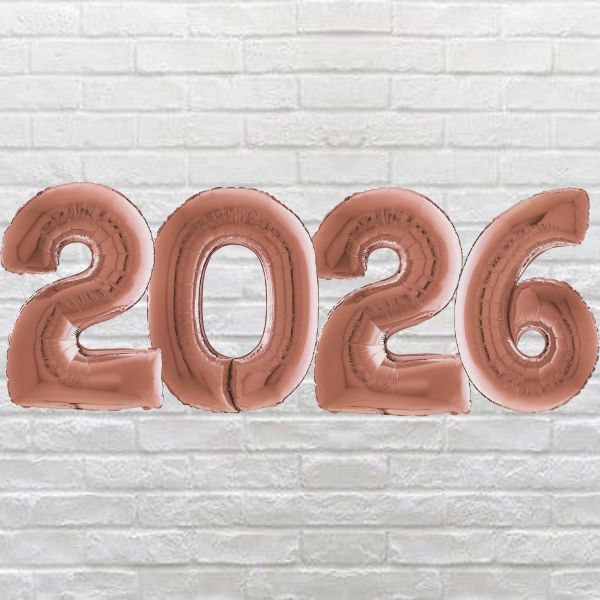 Rose Gold 2026 Inflated Number Package