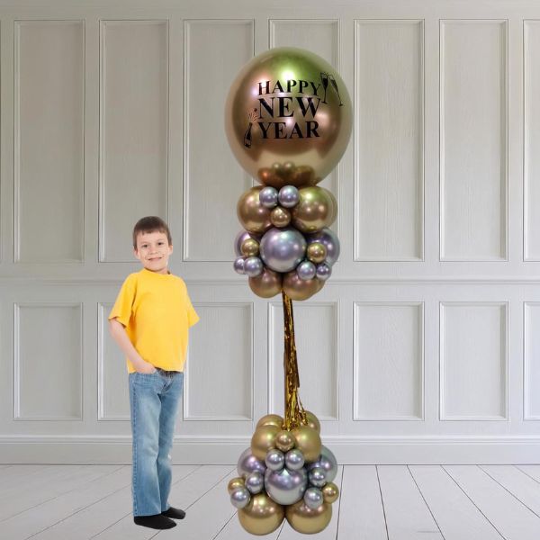 Gold & Silver NYE Balloon Pillar