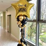Class of 2026 Gold and Black Balloon Stand
