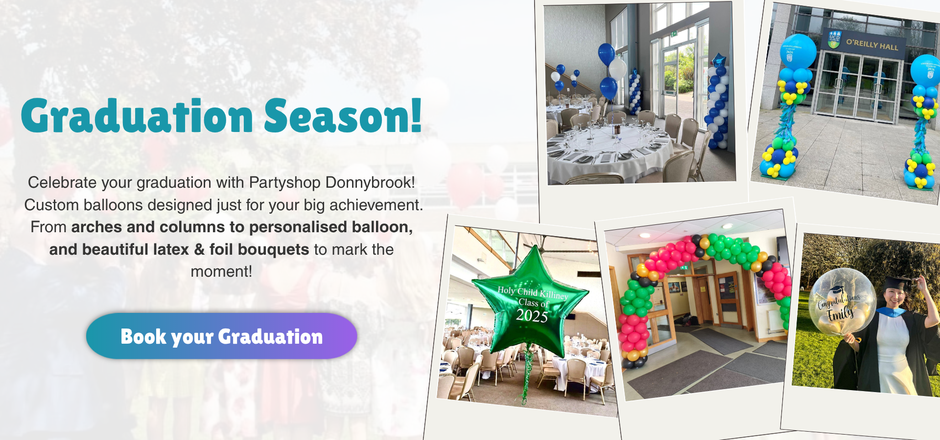 Graduation Decor Graduation balloons Dublin Balloon arch for graduation Dublin Custom graduation decor Dublin Graduation party decorations Dublin Personalised balloons Dublin