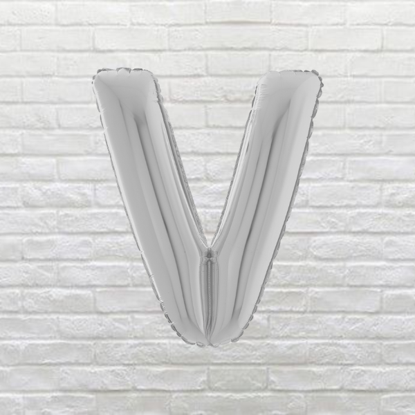 Silver Letter V Balloon